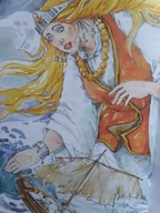 drawing gentle giantess mega color long_hair ocean anime goddess red_hair unknown_artist hand boats neringa