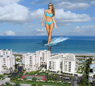 breasts giantess collage swimsuit water helicopter wonderslug legs sunglasses boats wake resort petra_cubonova