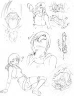drawing vore size_difference monochrome final_fantasy yuffie aesir