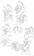 drawing vore size_difference monochrome fantasy handheld princess_peach heart licking_lips aesir