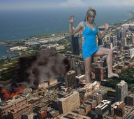 collage city blonde destruction barefoot dress fire looking_down smoke coast adrianna adrianna_daniels