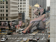 giantess collage vore city mega black_hair high_heels traffic scared sitting bus running cruel people captured kristina beregous holding_vehicle