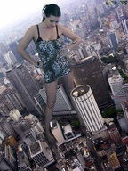 giantess collage city black_hair barefoot looking_down jets kristina beregous