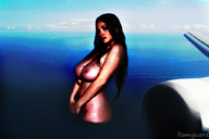 breasts giantess collage nude long_hair ocean ramguard