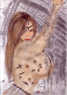 breasts drawing giantess city color destruction buildings red_eyes breast_crush brunette smiling battle explosion missiles olivier looking_at_viewer jet_fighter