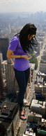 giantess collage city mega black_hair clothed jeans sunglasses captured nikemd flip_flops purple_top holding_cars