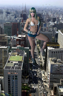 giantess collage city blonde destruction high_heels traffic helicopter shorts jets clouds bikini_top beregous juju_panicat