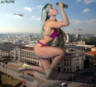 giantess collage vore city blonde swimsuit handheld high_heels helicopter death falling captured beregous juju_panicat holding_vehicle mass_vore