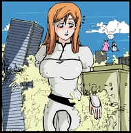 gentle giantess bleach city mega destruction anime orihime shrunken_men hand cloclo2 hand_crush clumsy