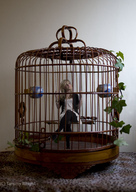gentle blonde slave legs shrunken_woman cage trapped