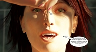 giantess vore teeth bath finger green_eyes story lips shrunken_men hand face pink_nails bathroom jessi_and_vicky between_fingers tiny_mk digital_render