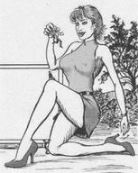drawing giantess monochrome handheld skirt high_heels anime legs kat