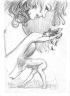drawing giantess monochrome handheld anime shrunken_men