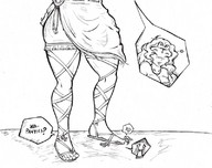 giantess feet story unknown_artist shrunken_men sandals lineart