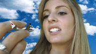 mega blonde finger wonderslug face airplane captured clouds sky between_fingers adrianna_daniels