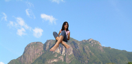 giantess feet black_hair barefoot jeans sitting mountains latina encolhido