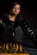 collage brunette boots chess spike_heels