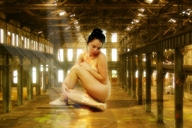 giantess nude black_hair buildings sitting looking_down