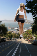 giantess crush feet blonde destruction cars wonderslug sunglasses sneakers athletic ashley_tisdale san_francisco sports_bra