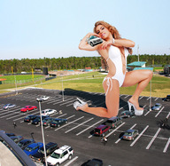 giantess collage blonde swimsuit smiling posing wonderslug platforms parking_lot vehicle_crush janaina_matos