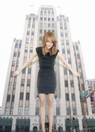 giantess collage city blonde legs black_dress docop emma_stone