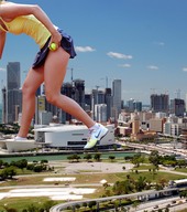 gentle giantess collage city legs sneakers skyscrapers athletic tennis