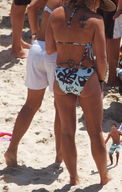 collage swimsuit beach multiple_giantesses shrunken_men shorts caught tattoo ankle_bracelet