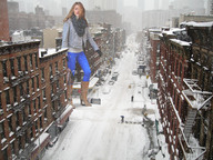giantess collage city blonde clothed gloves wonderslug boots people snow streets vehicles winter snowing blake_lively