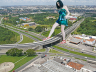 giantess collage mega dress highway vehicles canadian_giantess straddling encolhido sammiilynn red_sandal colored_dress