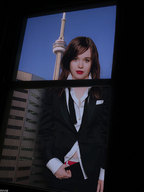 giantess collage city brunette undressing toronto docop ellen_page looking_through_the_window dinner_suit cn_tower