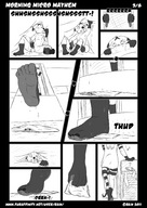 drawing crush insertion vore furry masturbation anthro comic monochrome barefoot bed shower in_shoe foot_crush unaware shrunken_man hiding under_foot pedicure panty_entrapment bra_entrapment raik