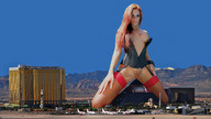 breasts giantess collage pussy city blonde red_hair fishnets leather