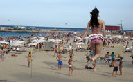 giantess collage butt swimsuit beach people crowds docop evangeline_lilly