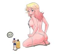 breasts giantess butt swimsuit red_hair shrunken_men joke sideboob boxers
