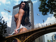 breasts gentle giantess collage city black_hair helicopter skyscraper tan beregous nicole_bahls