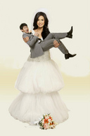 collage brunette wedding_dress amazon bride bouquet groom