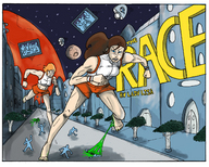 drawing giantess crush feet color anime shorts running giantesses guts molotav top the_race race bare_midriff