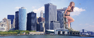 giantess collage city blonde swimsuit destruction water helicopter smiling wonderslug leaning_against_building melissa_giraldo