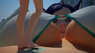 breasts giantess feet giga mega barefoot ankle_bracelet tiny_mk