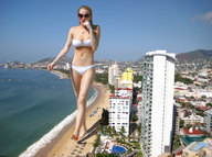 collage city mega swimsuit beach barefoot ocean wet lindsay_lohan walking sunglasses sunny docop