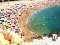 giantess collage sleeping swimsuit beach tan crowds swimmers sunbathers
