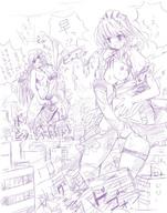 drawing giantess city futanari cum destruction penis seo_tatsuya touhou orgasm izayoi_sakuya giantesses pencil_drawing japanese_text hong_meiling