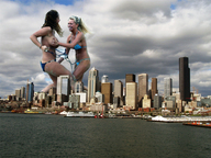 collage city mega blonde water playful brunette fighting giantesses boats clouds