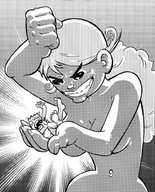 drawing crush nude monochrome anime shrunken_men hand_crush