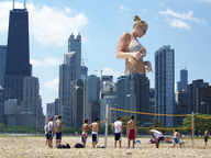 giantess collage city blonde swimsuit sand skyscrapers
