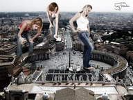 collage multiple_giantesses looking_down rome bystanders tiny_dreamer