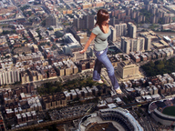 giantess collage city mega clothed jeans brunette stadium walking sunglasses grey_top
